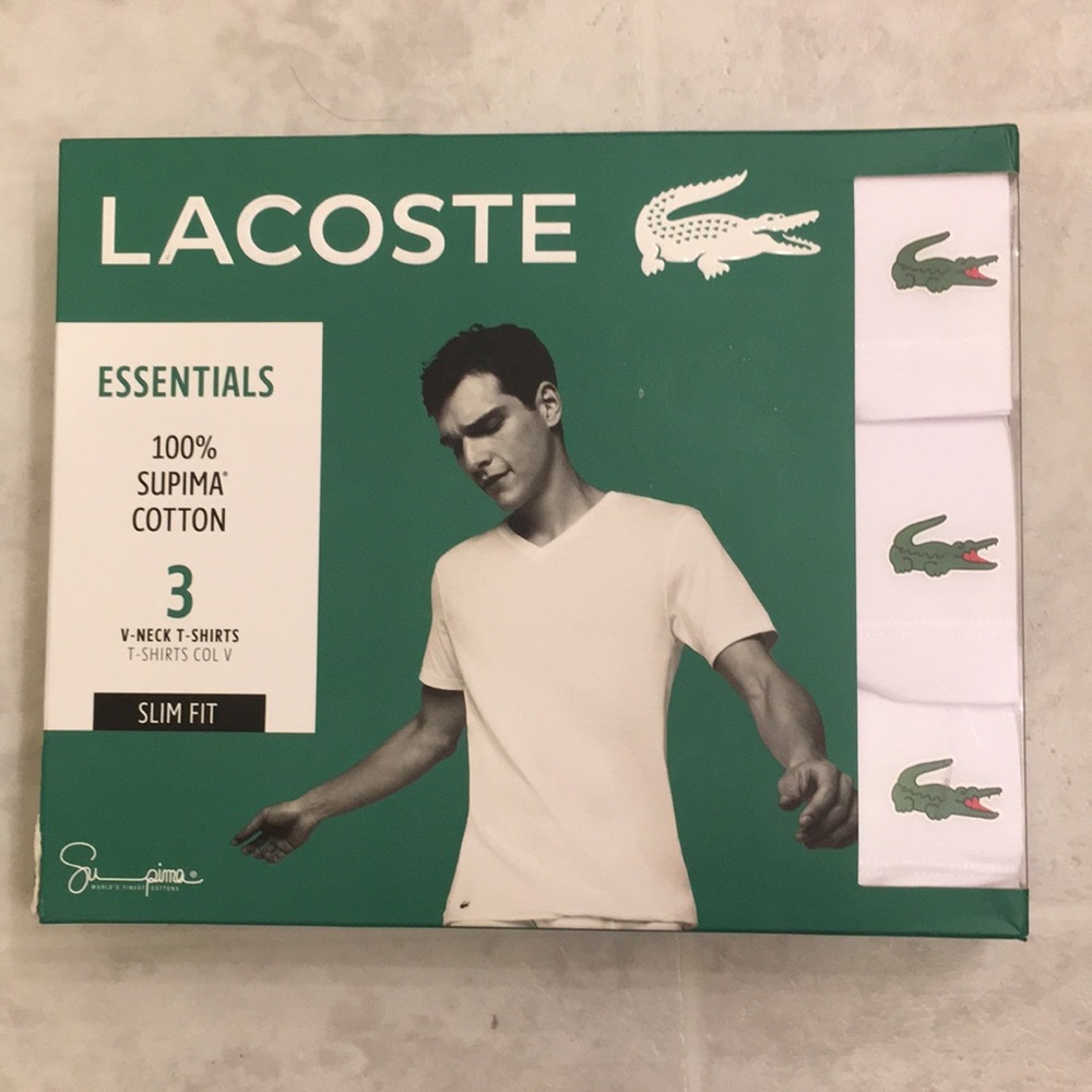 Lacoste v neck white T-shirt